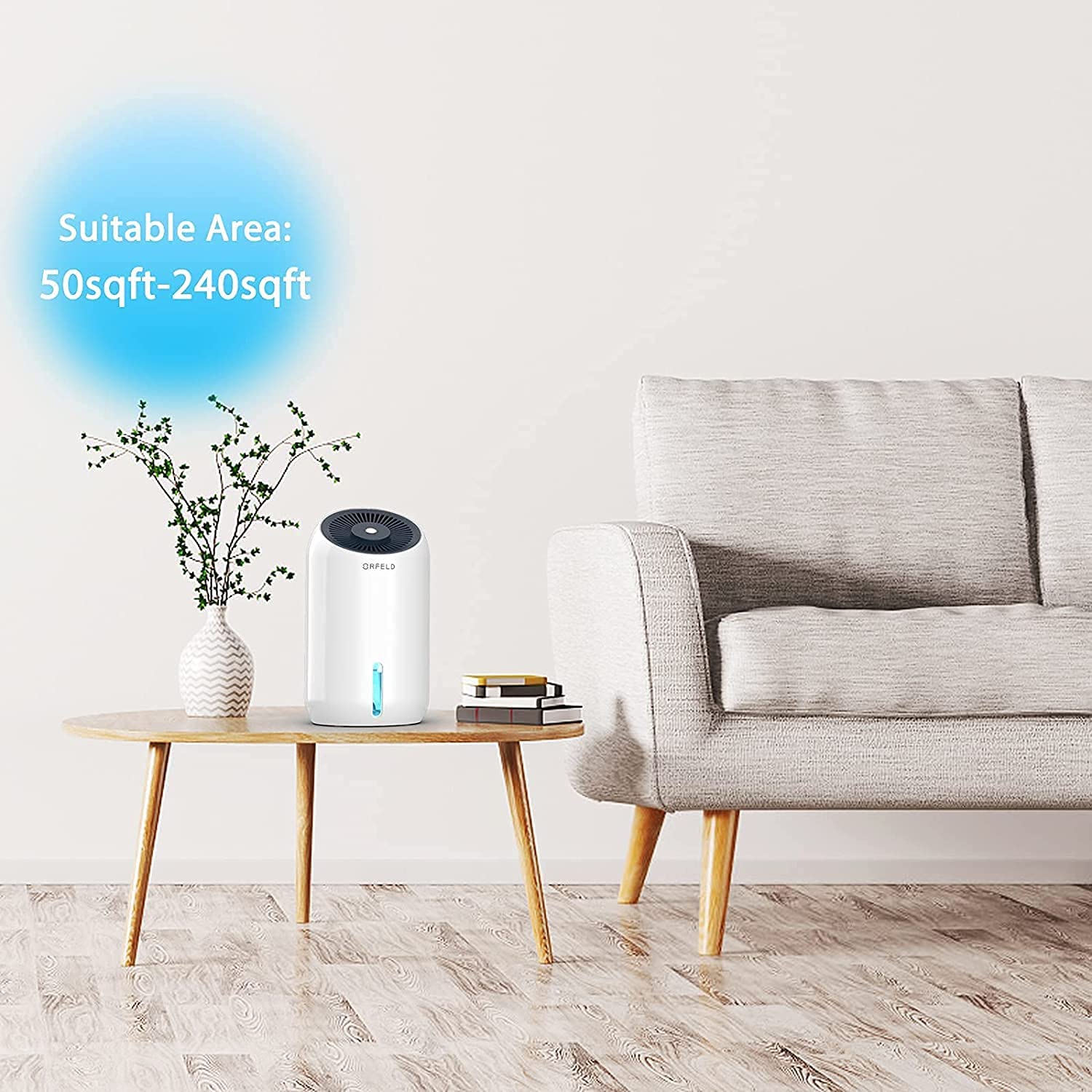 ORFELD Dehumidifier, 30oz(860ml) Dehumidifiers for Home, 2200 Cubic Feet(240sq ft) Small Dehumidifier with 7 Colors LED Light, Portable and Quiet Dehumidifier