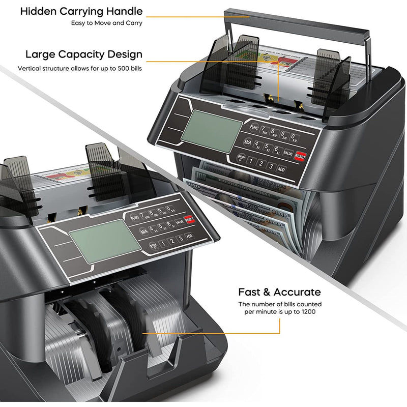 ORFELD Money Counter Machine, UV/MG/IR/DD Counterfeit Detection Vertic