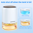 HOMPANY Dehumidifier, 37oz 1100ml, 2200 Cubic feet 240sq ft with 7 Colors LED Light and Auto Shut off, for Bathroom, Bedroom, Closet