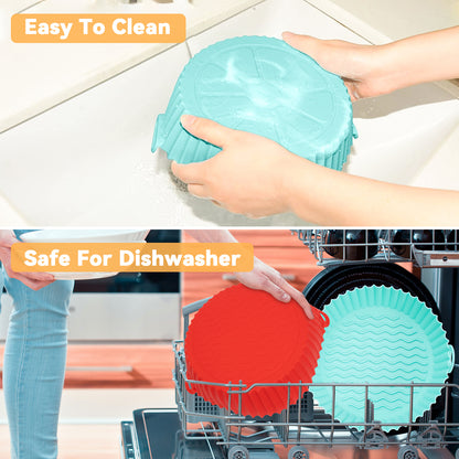 Air Fryer Silicone Pot, CAUTUM 2 Pack Reusable Baking Basket Kitchen Airfryer Liners