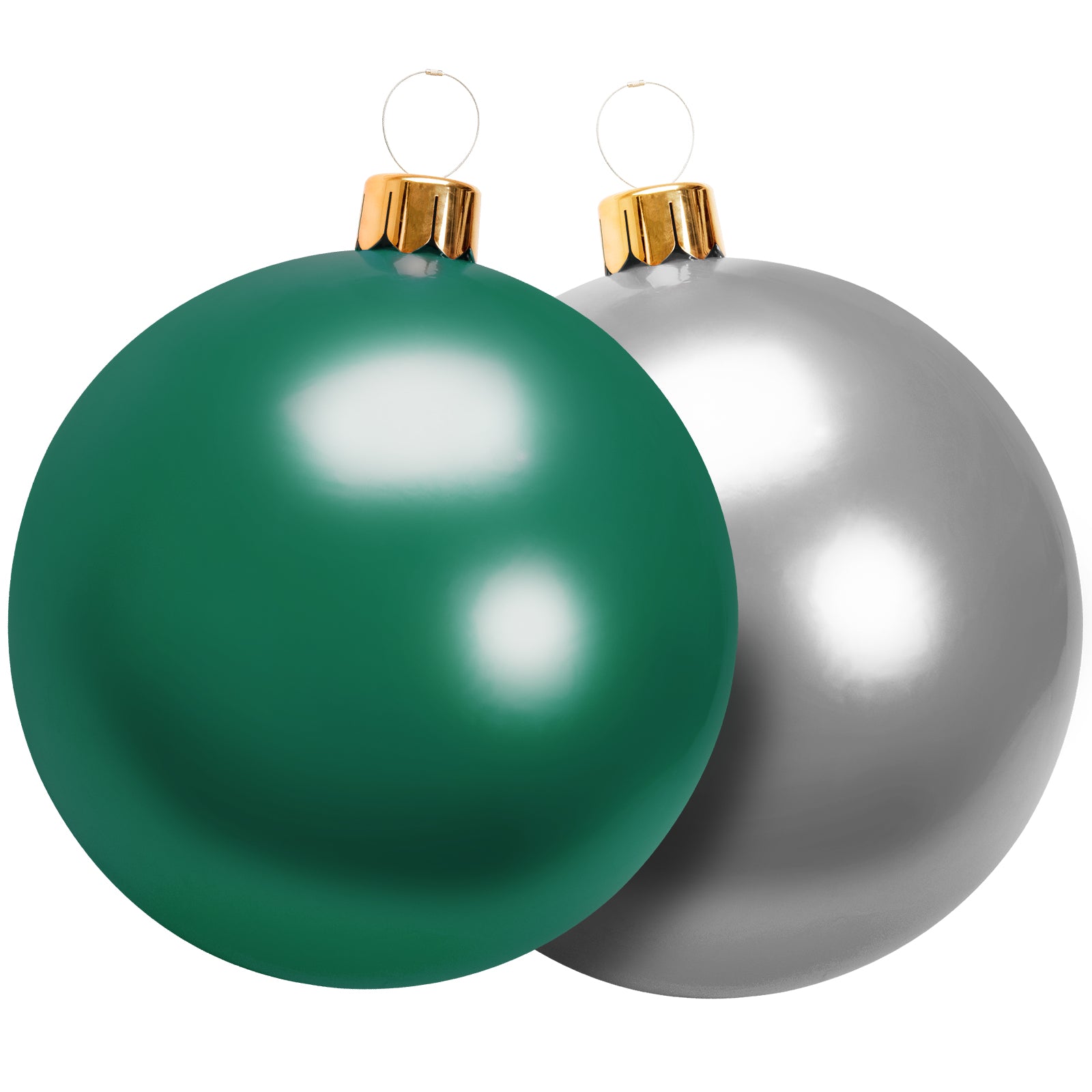 Christmas Inflatable Balloon, 30" CAUTUM Oversize PVC Christmas Ornaments Outdoor Decoration Silver