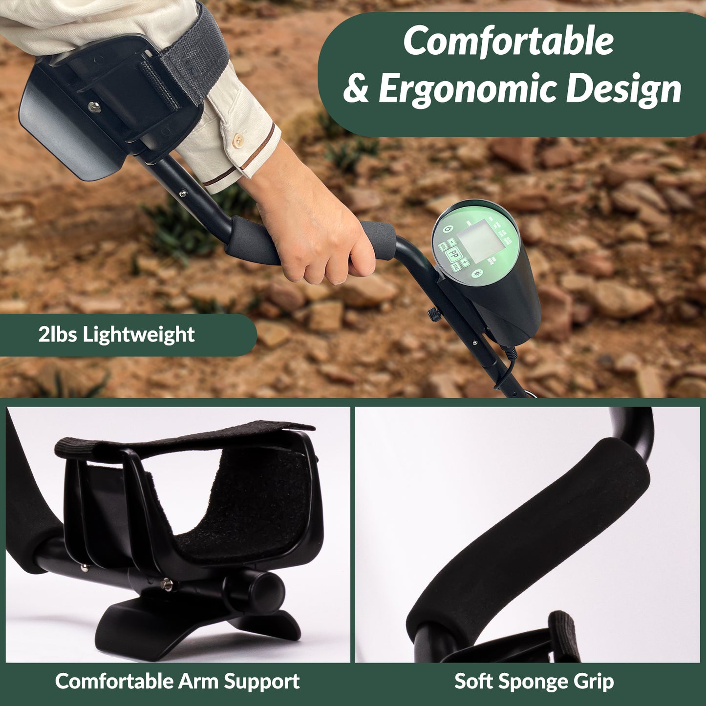 Metal Detector for Adults & Kids, CAUTUM High Accuracy Adjustable Gold Detector with 8.5" Waterproof Coil and Headphone