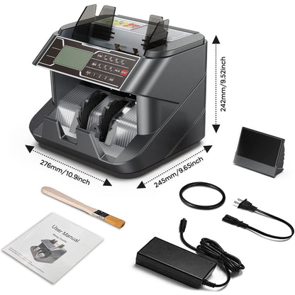ORFELD Money Counter Machine, UV/MG/IR/DD Counterfeit Detection Vertical Bill Counter, Fixed Denomination Value Counting Sorter, Add and Batch, Large LCD Display, 1200pcs/min