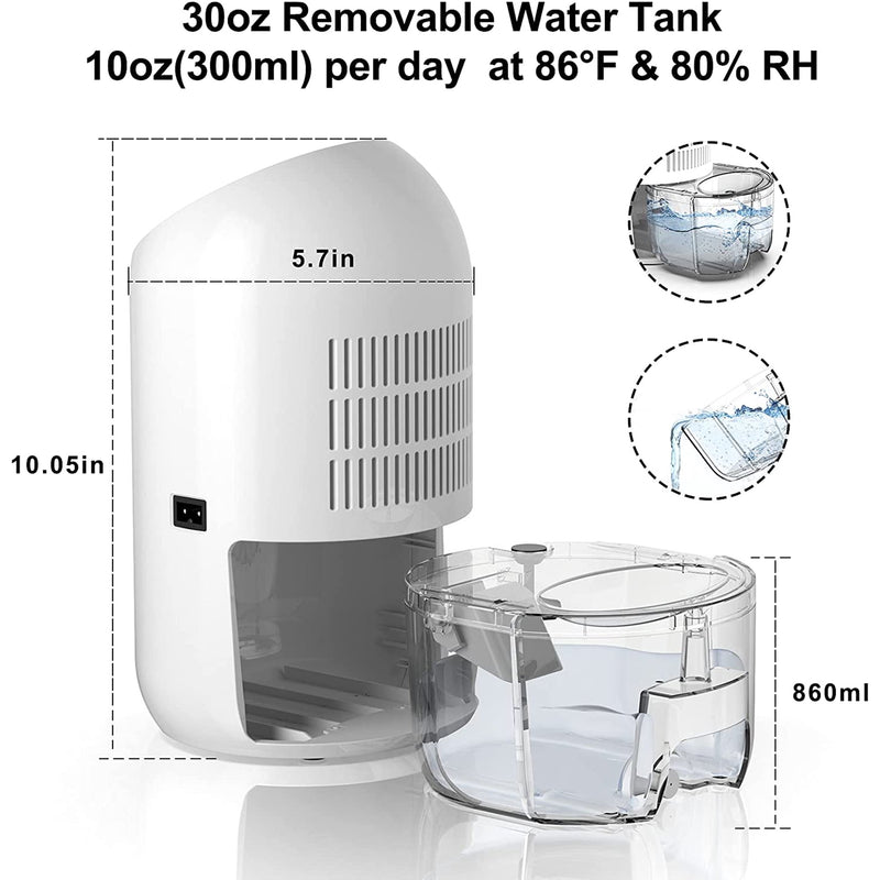 ORFELD Dehumidifier Combo, 30oz 860ml Dehumidifiers, 2200 Cubic Feet 240 Sq. Ft Portable Quiet Dehumidifier with 7 Colors LED Light for Basements, Bathroom, Bedroom