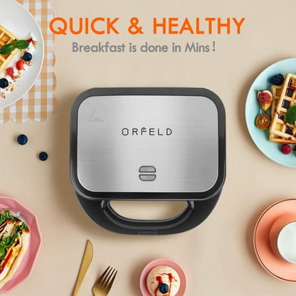 ORFELD Sandwich Maker, Panini Press Grill, 750 Watt 3 In 1 Detachable Non-Stick Coating with Led Indicator Lights