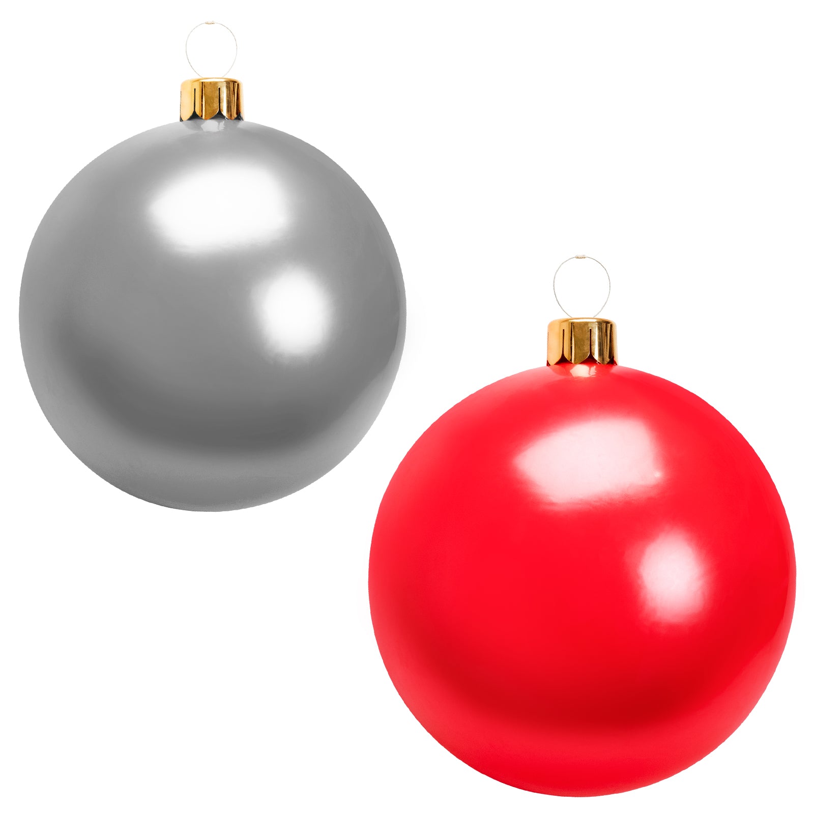 Christmas Inflatable Balloon, 30" CAUTUM Oversize PVC Christmas Ornaments Outdoor Decoration Silver