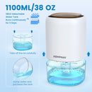 HOMPANY Dehumidifier, 38oz 1100ml Dehumidifiers, 2200 Cubic feet 240sq ft Dehumidifier with 7 Colors LED Light and Auto Shut-off for Basements, Bathroom, Bedroom