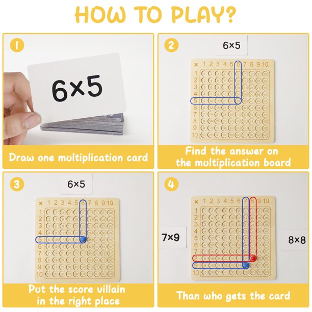 Multiplication Board Game, Montessori Wooden Math Learning Board Games for Kids, Interactive Math Games Educational Counting Toy for Children
