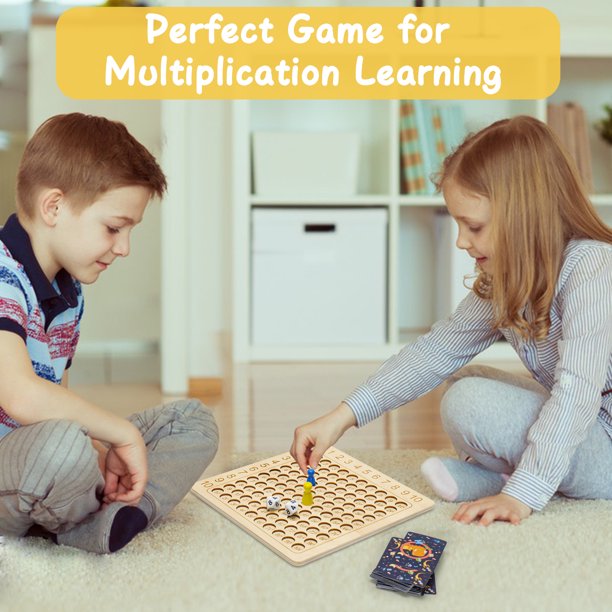 Multiplication Board Game, Montessori Wooden Math Learning Board Games for Kids, Interactive Math Games Educational Counting Toy for Children