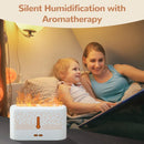Essential Oil Diffuser with Flame Light, CAUTUM Noiseless Aromatherapy Humidifier with 4 Essential Oil and 6 Colors Light, Auto-off for Home, Office, Yoga, White