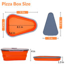 Reusable Pizza Storage Container, CAUTUM Silicone Pizza Slice Storage Container with 5 Microwavable Serving Trays, Adjustable Pizza Leftover Container with Lid Orange