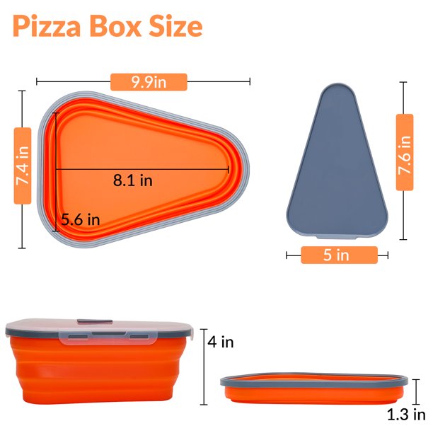Pizza Leftover Storage Container,Pizza Organizer Box Save Space Reusable  Pizza Slicone Storage Container Blue