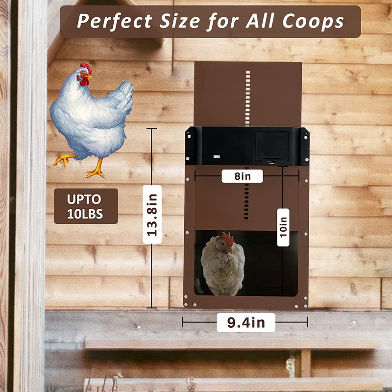 Automatic Chicken Coop Door, Light Sensor Chicken Coop Door for All Coops, Sensitive Lifting, Weatherproof for Outdoor and Indoor