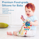 CAUTUM 4 in 1 Pull String Toy for Baby, Montessori Sensory Toys, Silicone Early Learning Travel Toys for Toddlers 1 2 3 Year Olds