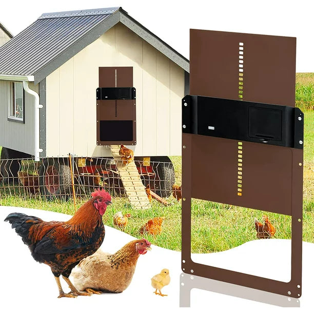 Automatic Chicken Coop Door, Light Sensor Chicken Coop Door for All Coops, Sensitive Lifting, Weatherproof for Outdoor and Indoor