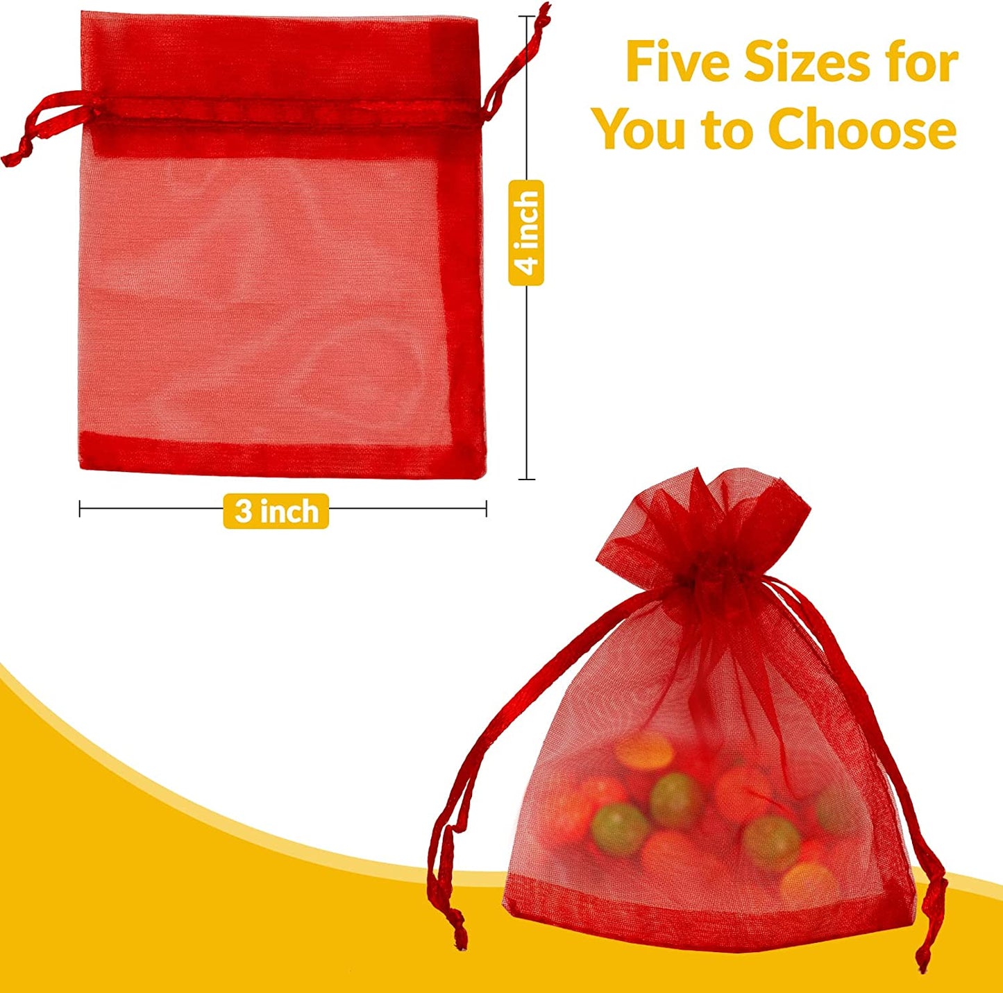 100PCS Organza Bags, 4x6 Inch Drawstring Gift Bags, Favor Bags, Mesh Sheer Gift Bags Set, Jewelry Organza Bags for Birthday, Thanksgiving, Christmas, Wedding Party, Baby Shower(Mulit Color)