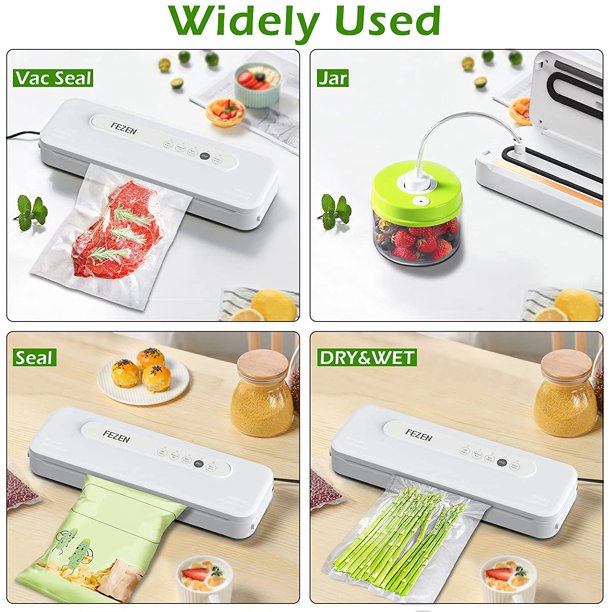 Vacuum Sealer Machine, FEZEN Food Vacuum Sealer with Automatic Air Sealing System for Food Preservation, Dry & Wet Food Sealer Machine with Indicator Lights/Suction Hose